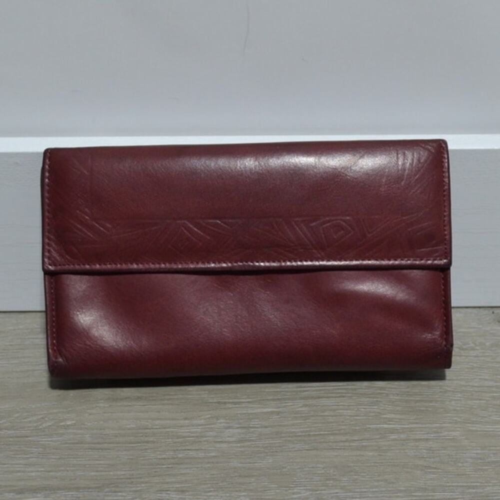 Amity Red Cowhide Leather Wallet with Checkbook and Coin Purse